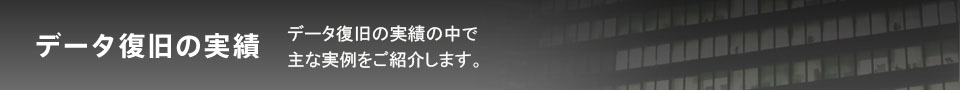 データ復旧の実績 主なデータ復旧の実績をご紹介