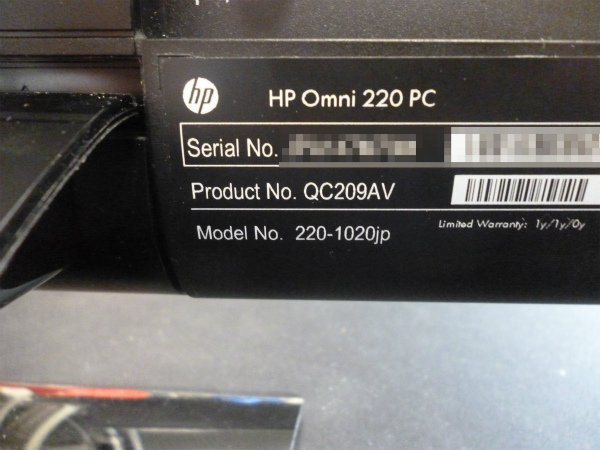 Omni 220 PC（220-1020jp）　ラベル