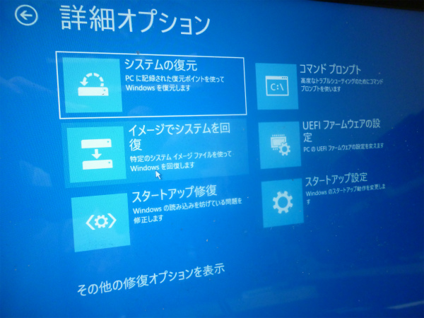 トラブルシューティング　詳細オプション